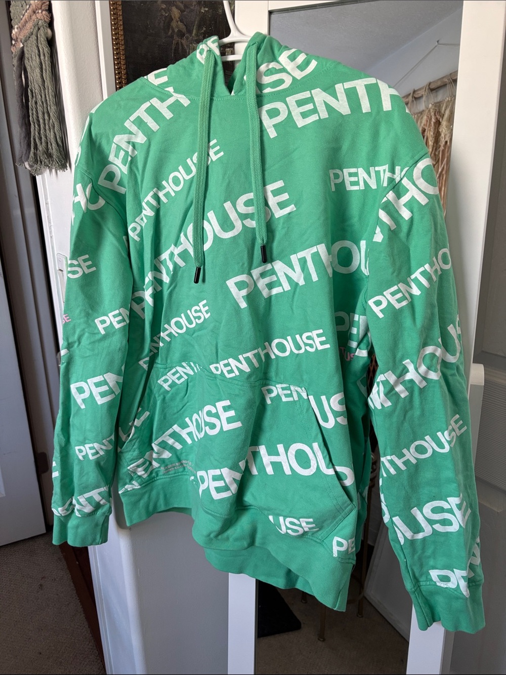 Reason Green Crewneck Hoodie with White All-Over Logo